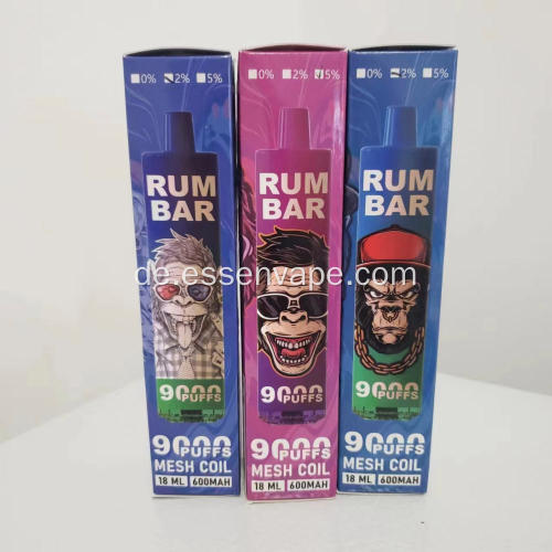 Einweg -Vape Rum Bar 9000 Puffs Erdbeereis